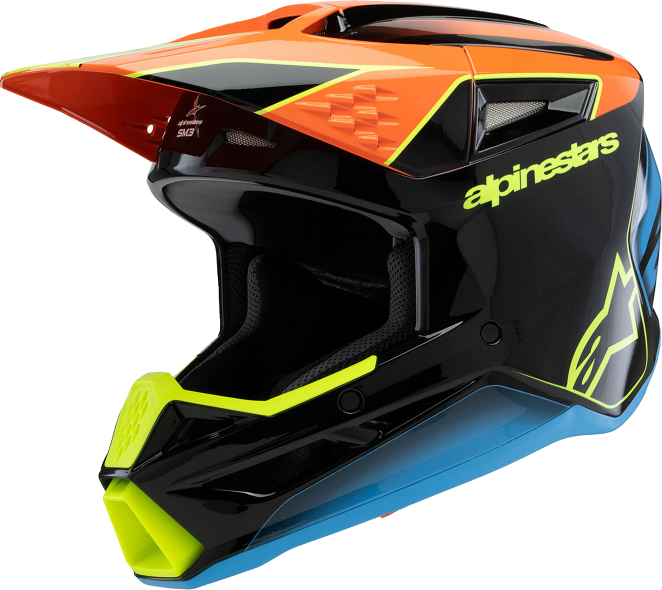 ALPINESTARS Youth SM3 Helmet - Fray - Gloss Black/Orange/Yellow Fluo - Small 8301625-1455-YS