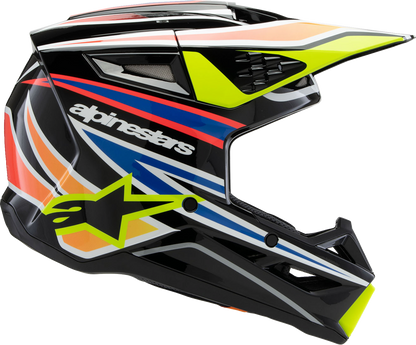 ALPINESTARS Youth SM3 Helmet - Wurx - Gloss Black/Yellow Fluo/Blue/Red - Small 8302025-1574-YS