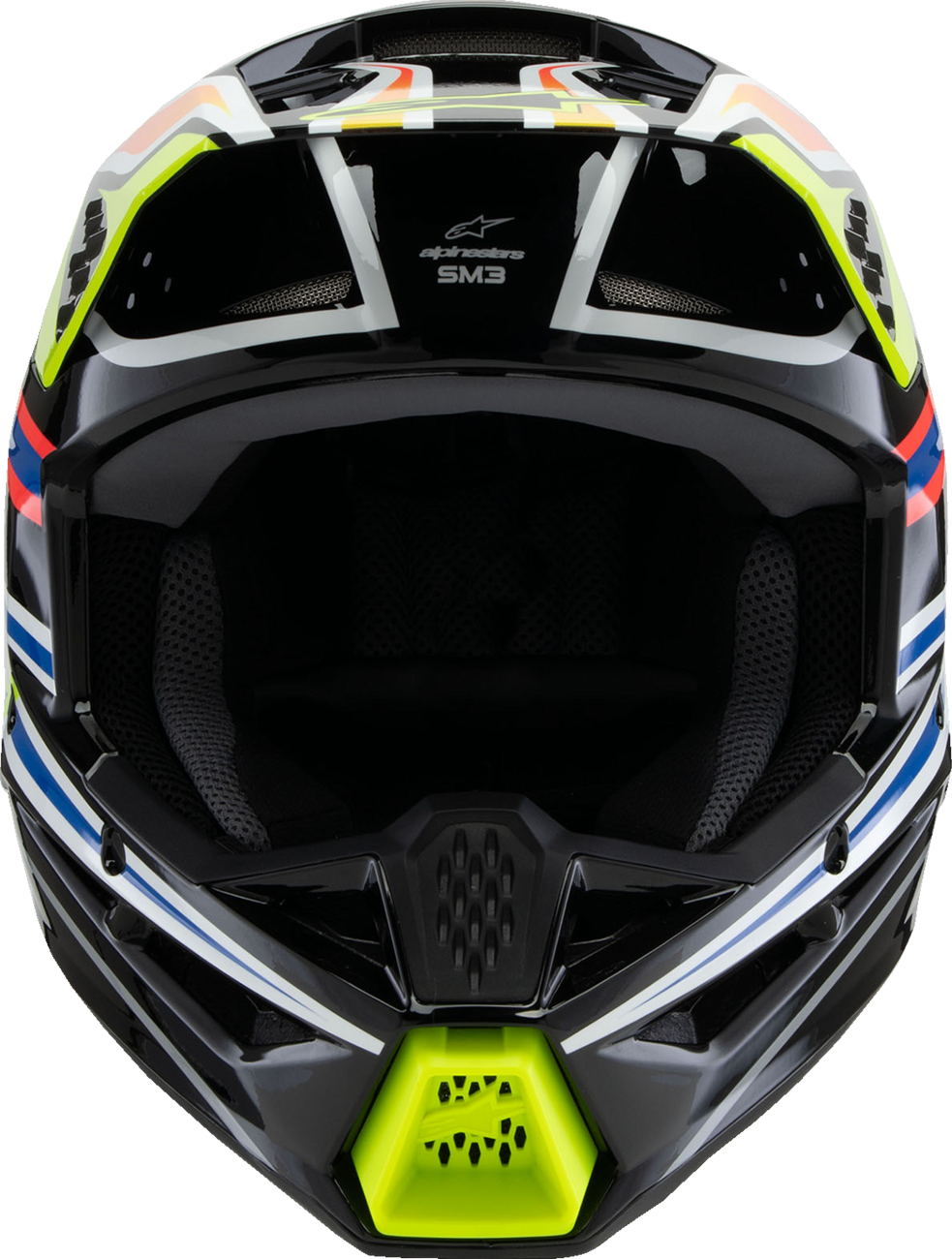 ALPINESTARS Youth SM3 Helmet - Wurx - Gloss Black/Yellow Fluo/Blue/Red Medium 8302025-1574-YM