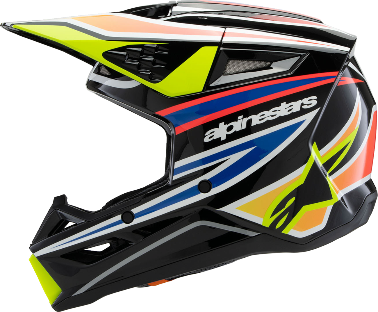 ALPINESTARS Youth SM3 Helmet - Wurx - Gloss Black/Yellow Fluo/Blue/Red Medium 8302025-1574-YM