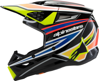 ALPINESTARS Youth SM3 Helmet - Wurx - Gloss Black/Yellow Fluo/Blue/Red Medium 8302025-1574-YM