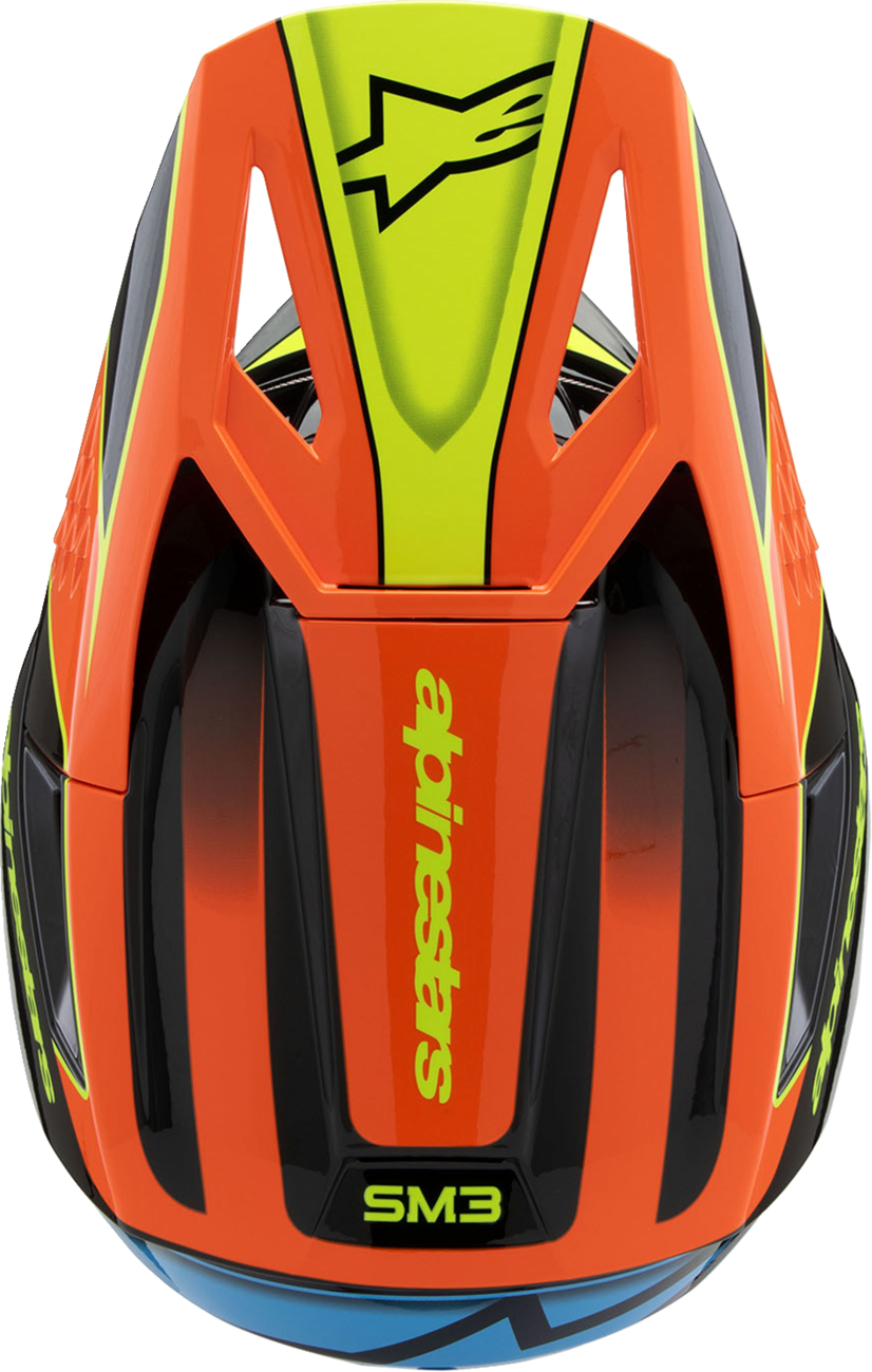 ALPINESTARS Youth SM3 Helmet - Fray - Gloss Black/Orange/Yellow Fluo - Small 8301625-1455-YS