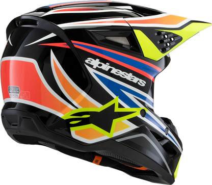 ALPINESTARS Youth SM3 Helmet - Wurx - Gloss Black/Yellow Fluo/Blue/Red - Small 8302025-1574-YS