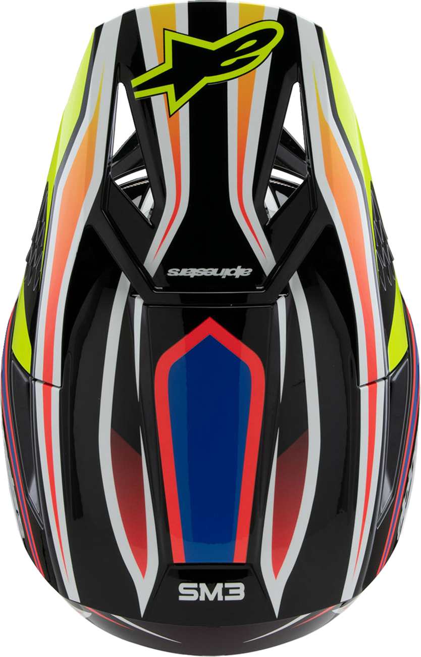 ALPINESTARS Youth SM3 Helmet - Wurx - Gloss Black/Yellow Fluo/Blue/Red - Small 8302025-1574-YS