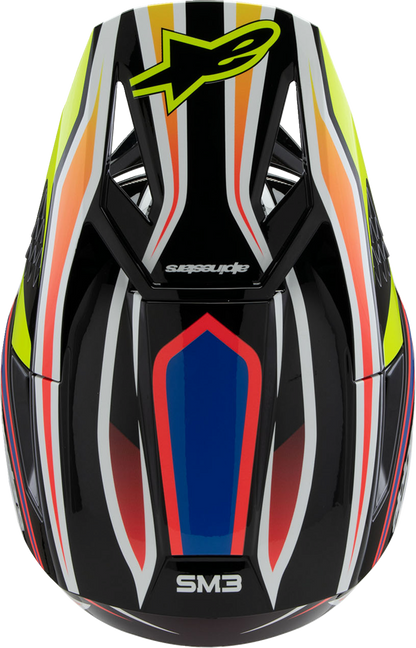 ALPINESTARS Youth SM3 Helmet - Wurx - Gloss Black/Yellow Fluo/Blue/Red - Small 8302025-1574-YS