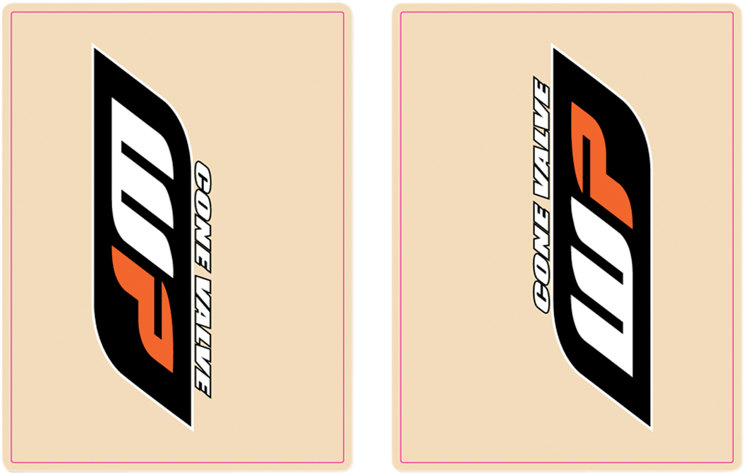 FLU DESIGNS INC. Upper Fork Decal - WP - Orange/Black 01020