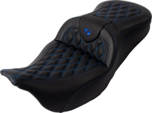 SADDLEMEN Roadsofa™ Seat - with Backrest - Blue Stitch - FL '08-'23 808-07B-182B1
