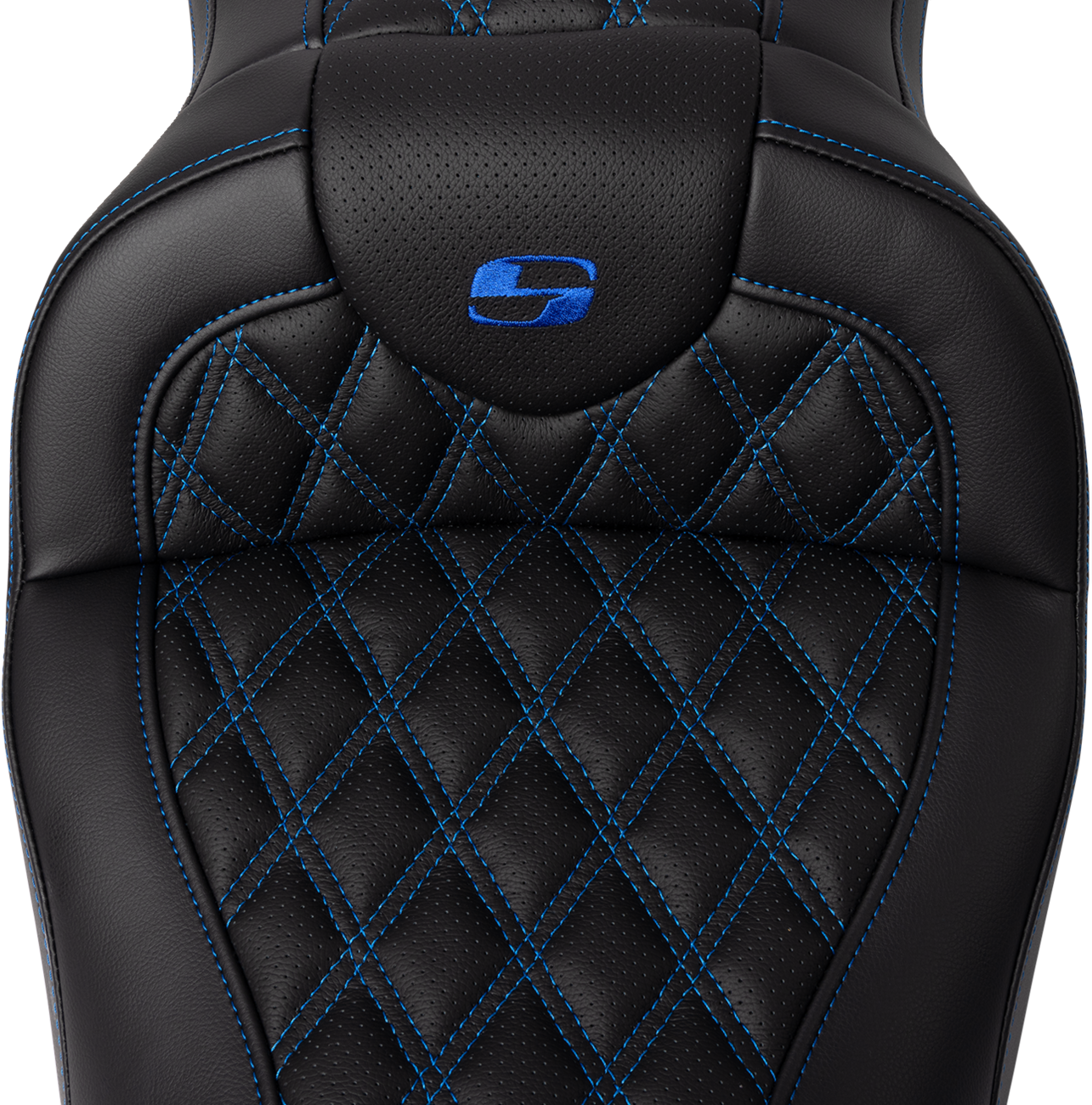 SADDLEMEN Roadsofa™ Seat - with Backrest - Blue Stitch - FL '08-'23 808-07B-182B1