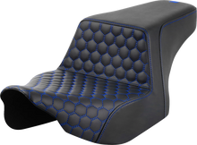 SADDLEMEN Step-Up Seat - Front Honeycomb - Blue Stitching - FL '23-'24 823-07-17701
