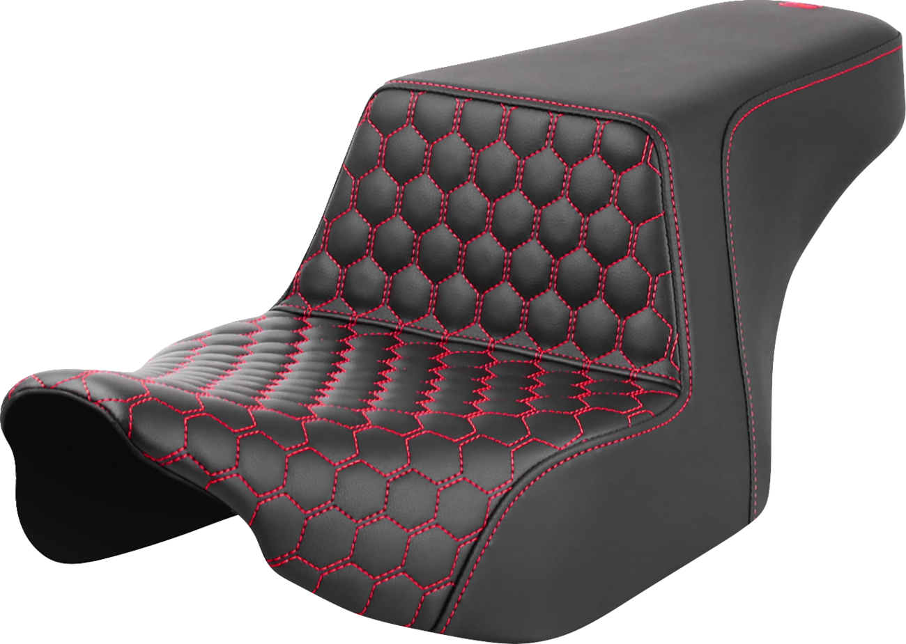 SADDLEMEN Step-Up Seat - Front Honeycomb - Red Stitching - FL '23-'24 823-07-17704