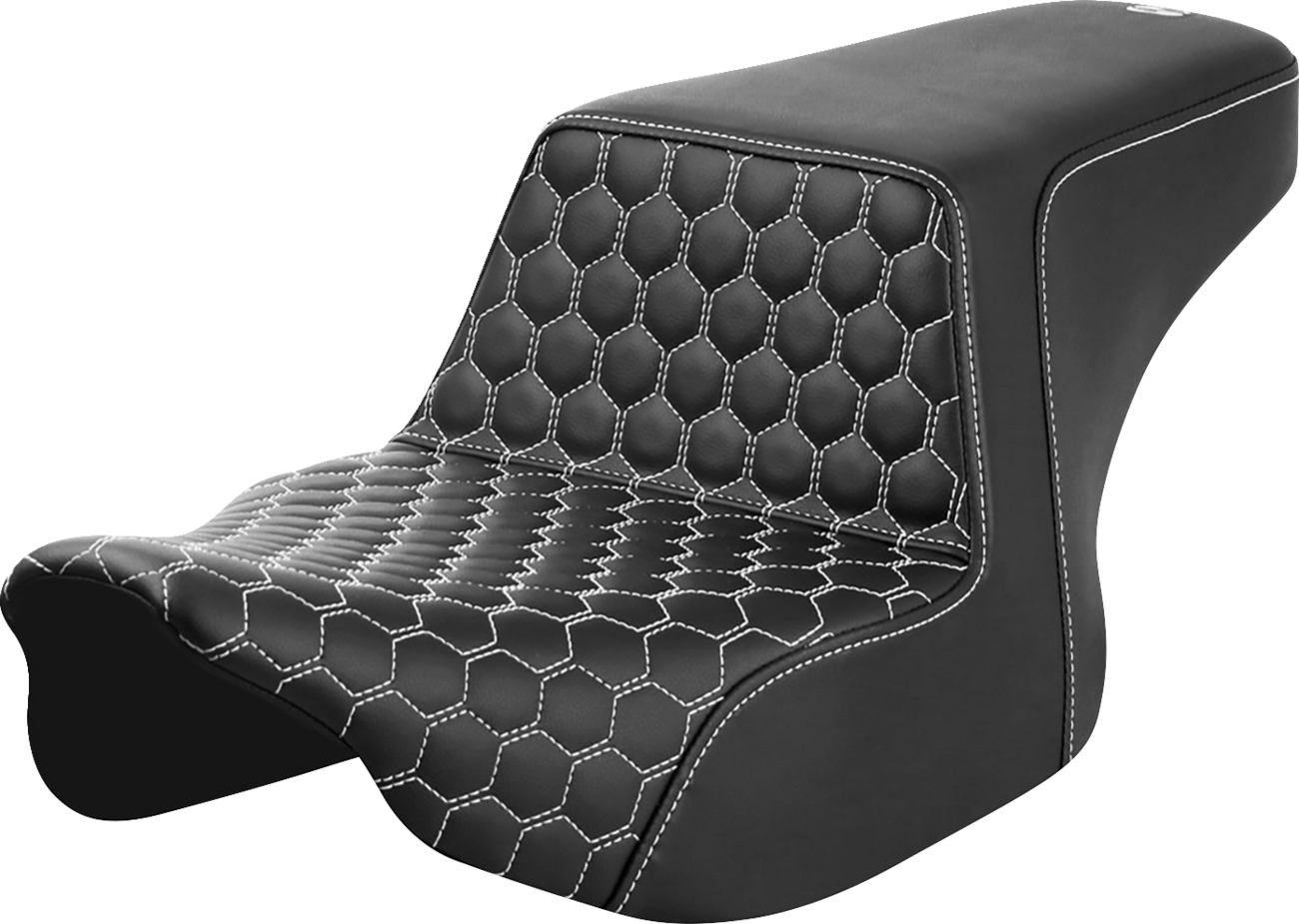 SADDLEMEN Step-Up Seat - Front Honeycomb - White Stitching - FL '23-'24 823-07-17706