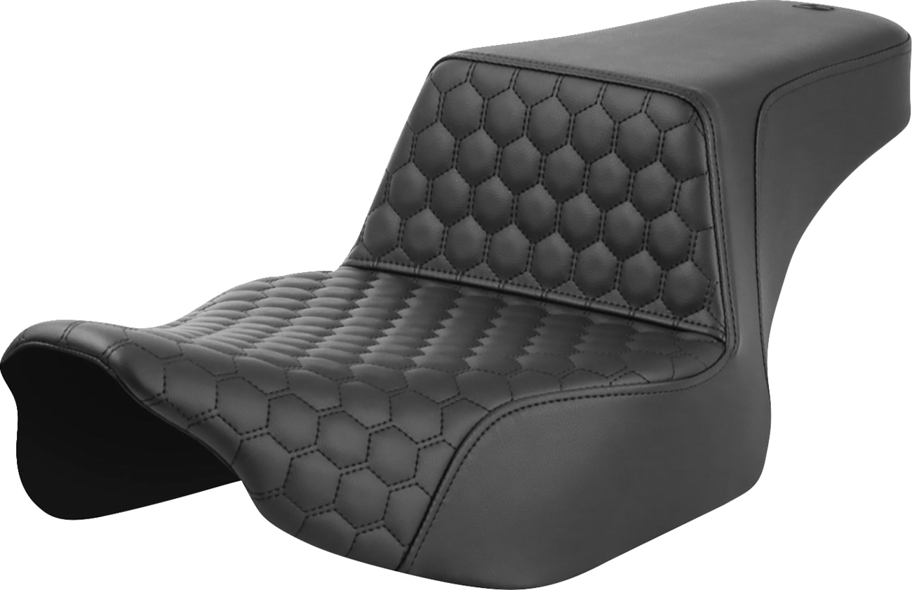 SADDLEMEN Step-Up Seat - Extended Reach - Front Honeycomb - Black Stitch - FL '23-'24 823-07-17800
