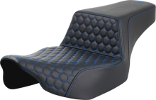 SADDLEMEN Step-Up Seat - Extended Reach - Front Honeycomb - Blue Stitch - FL '23-'24 823-07-17801