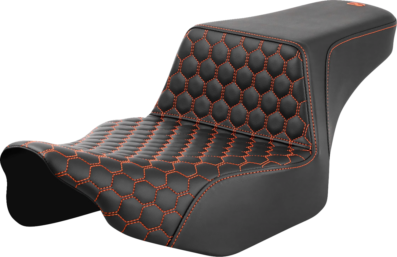 SADDLEMEN Step-Up Seat - Extended Reach - Front Honeycomb - Orange Stitch - FL '23-'24 823-07-17803