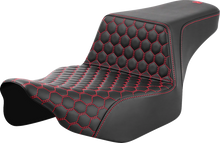SADDLEMEN Step-Up Seat - Extended Reach - Front Honeycomb - Red Stitch - FL '23-'24 823-07-17804