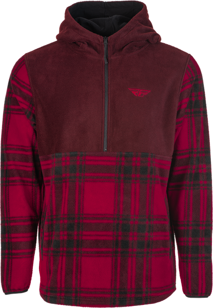 Fly Half Zip Pullover Hoodie Red Plaid Md