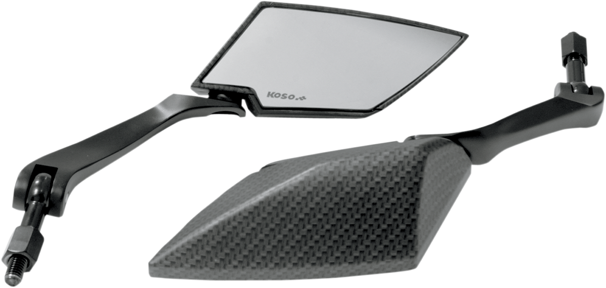 KOSO NORTH AMERICA Mirrors - TT-Style - Side View - Diamond - Carbon Fiber/Black - Clear Lens - Pair OA016CK2