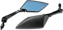 KOSO NORTH AMERICA Mirrors - TT-Style - Side View - Diamond - Carbon Fiber/Black - Blue Lens - Pair OA016CK6