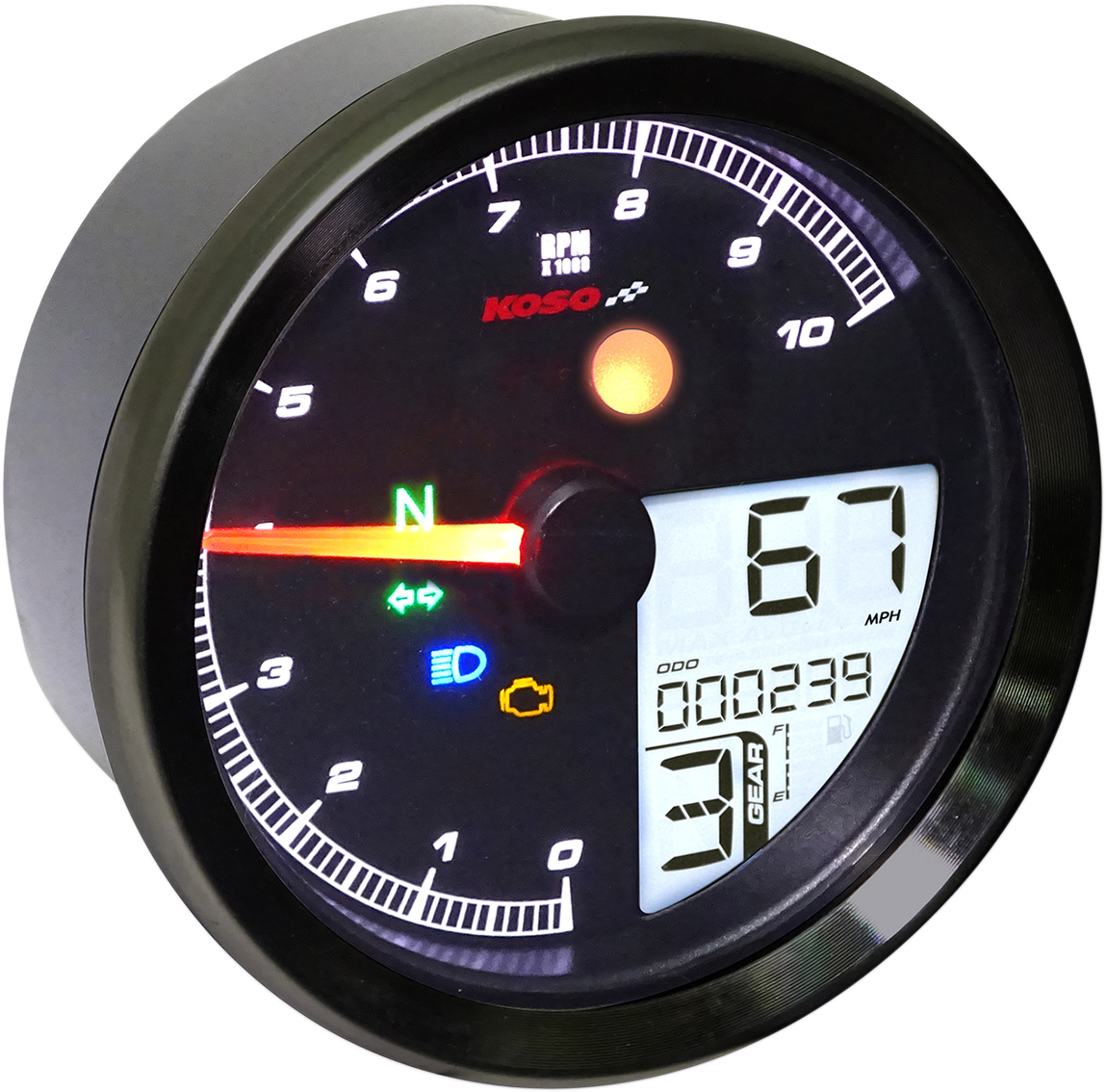 KOSO NORTH AMERICA TNT-04 Multifunction Meter - Black Bezel - 3.3" Diameter x 2.19" D BA051411