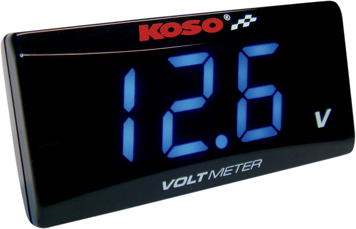 KOSO NORTH AMERICA Super Slim Volt Meter - Blue Digits - 2.22" W x 1.06" H x 0.43" D BA024B00