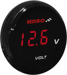 KOSO NORTH AMERICA I-Gear Volt Meter - Red Digits - 1.57" Diameter x 0.43" D BA067R00