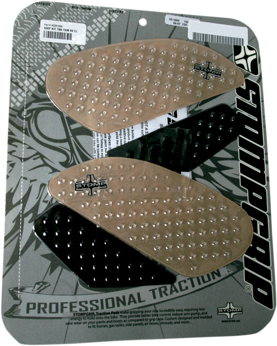 STOMPGRIP Tank Grips - Volcano - Clear/Black - Yamaha - YZF '06-'09 55-10-0005H