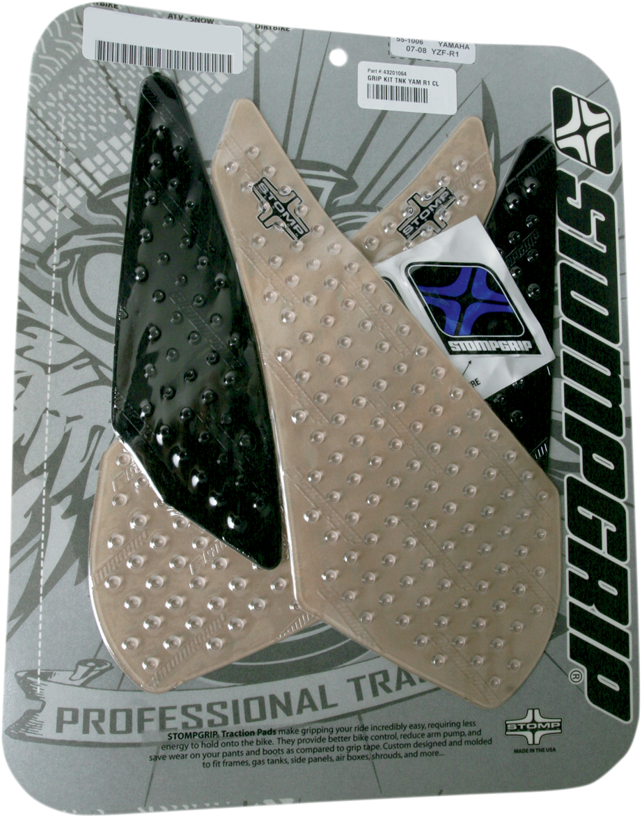 STOMPGRIP Traction Pad Tank Grips - Volcano - Clear/Black - YZF-R1 '07-'08 55-10-0006H