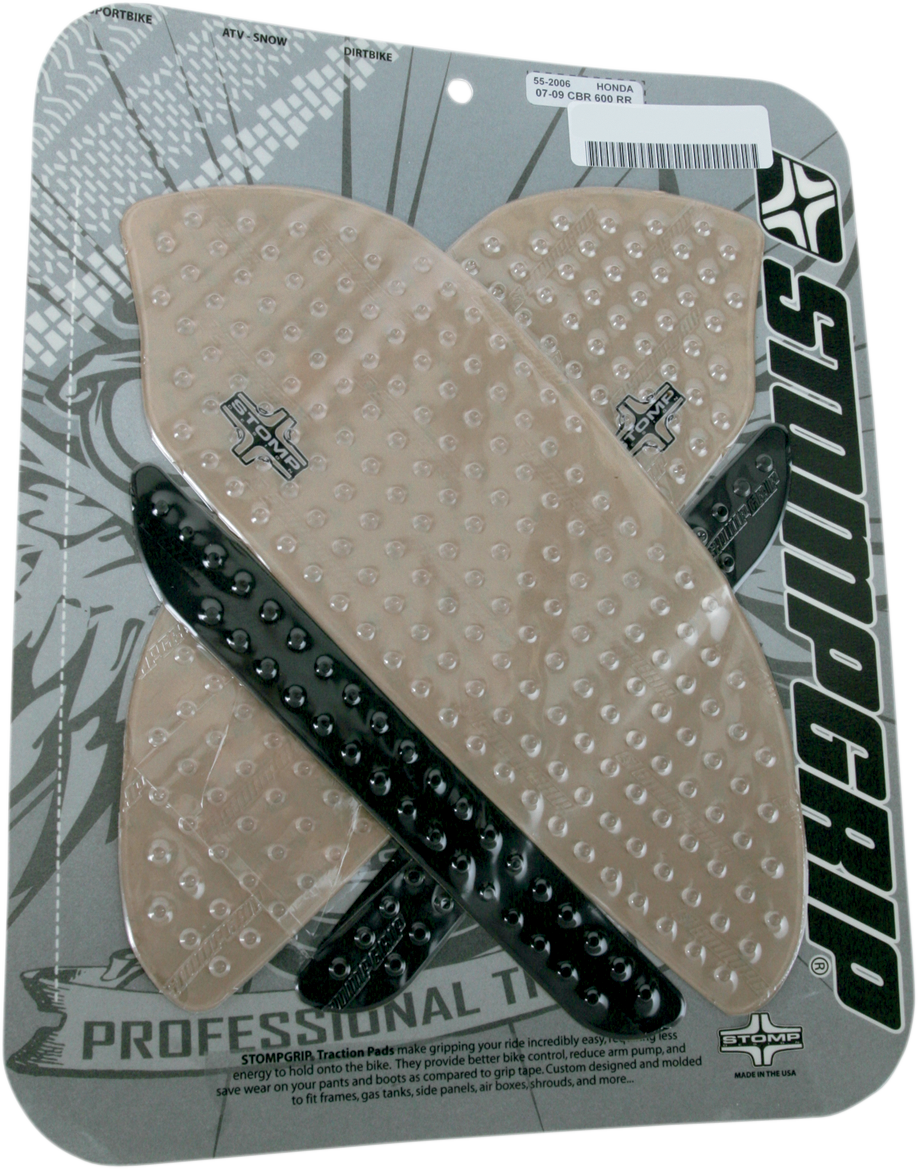 STOMPGRIP Tank Grips - Volcano - Clear/Black - Honda - CBR '07-'12 55-10-0020H