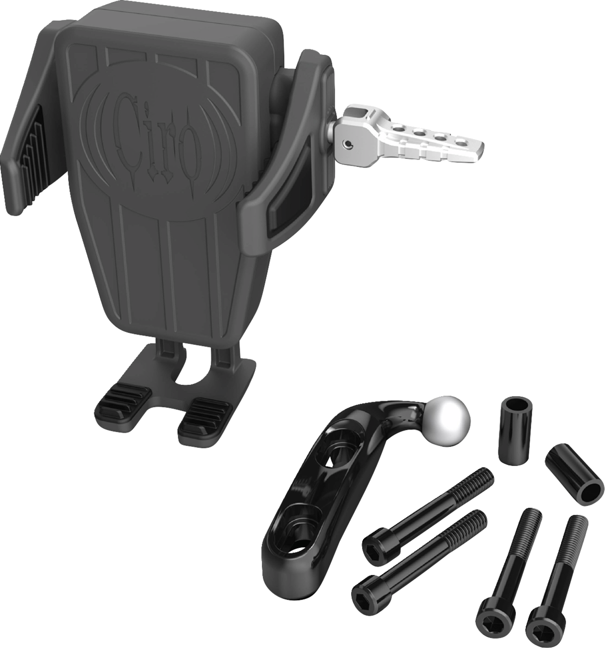 CIRO Gen 2 Cybercharger® Phone Holder - Black - Chrome Offset Perch Mount 55310
