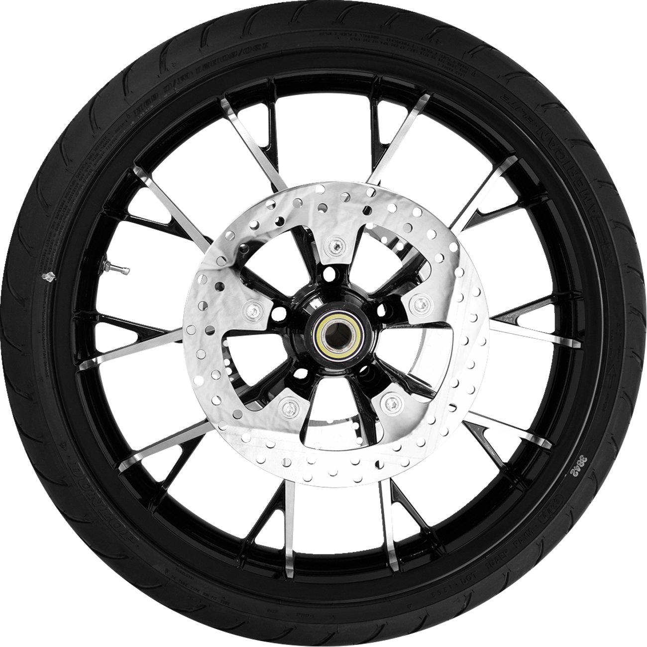 COASTAL MOTO Marlin Front Wheel - Black Cut (21") | Rotors (11.8") | Dunlop Tire (130/60B21) PKG-MAR213BC-ABST