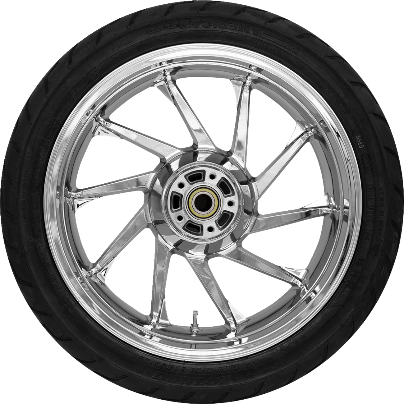 COASTAL MOTO Hurricane Rear Wheel - Chrome (18") | Dunlop Tire (180/55B18) PKG-HUR185CH-ABST