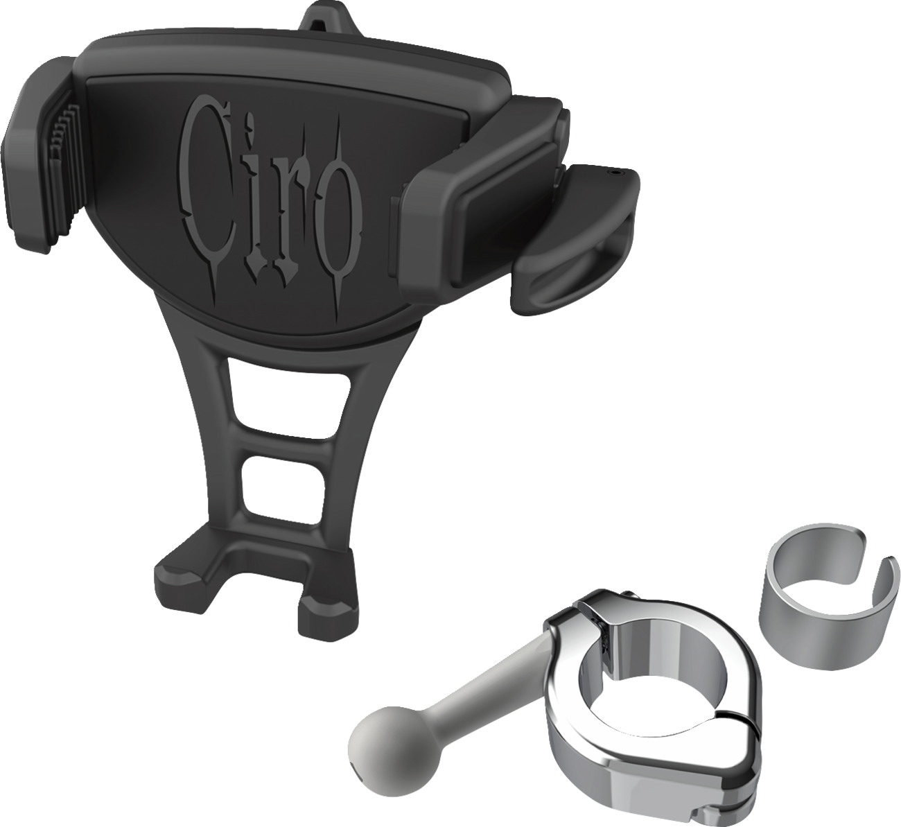 CIRO Constrictor Phone Holder - Black - Chrome 7/8" | 1" Handlebar Mount 50352