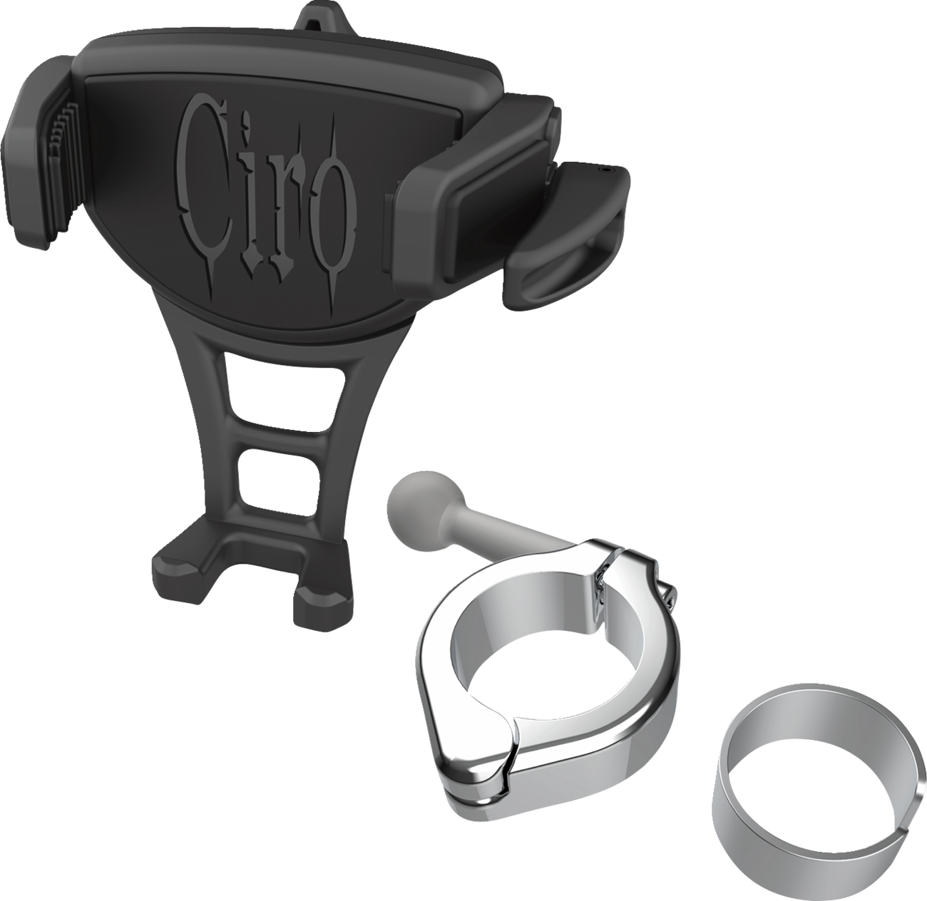 CIRO Constrictor Phone Holder - Black - Chrome 1-1/8" | 1-1/4" Handlebar Mount 50354