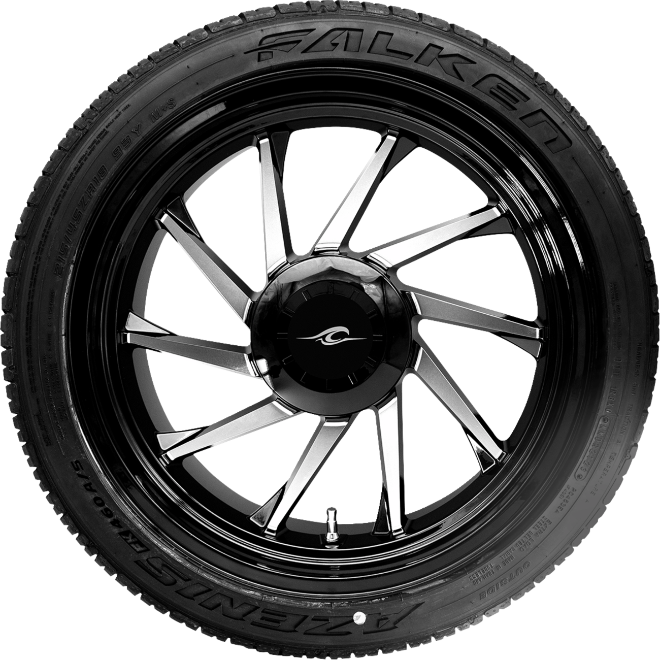 COASTAL MOTO Hurricane 3D Rear Left Wheel - Black Cut (18") | Falken Tire (215/45ZR18) PKG-HURL-187T-BM