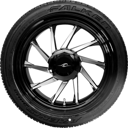 COASTAL MOTO Hurricane 3D Rear Left Wheel - Black Cut (18") | Falken Tire (215/45ZR18) PKG-HURL-187T-BM