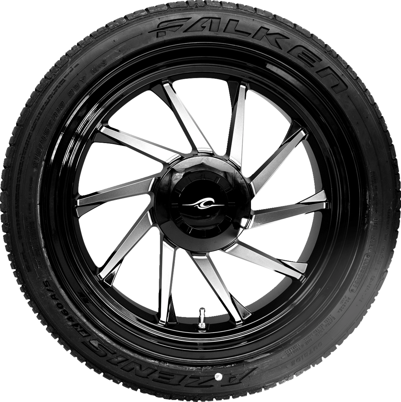 COASTAL MOTO Hurricane 3D Rear Right Wheel - Black Cut (18") | Falken Tire (215/45ZR18) PKG-HURR-187T-BM