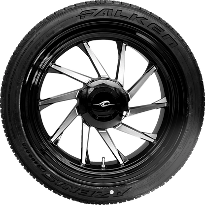 COASTAL MOTO Hurricane 3D Rear Right Wheel - Black Cut (18") | Falken Tire (215/45ZR18) PKG-HURR-187T-BM