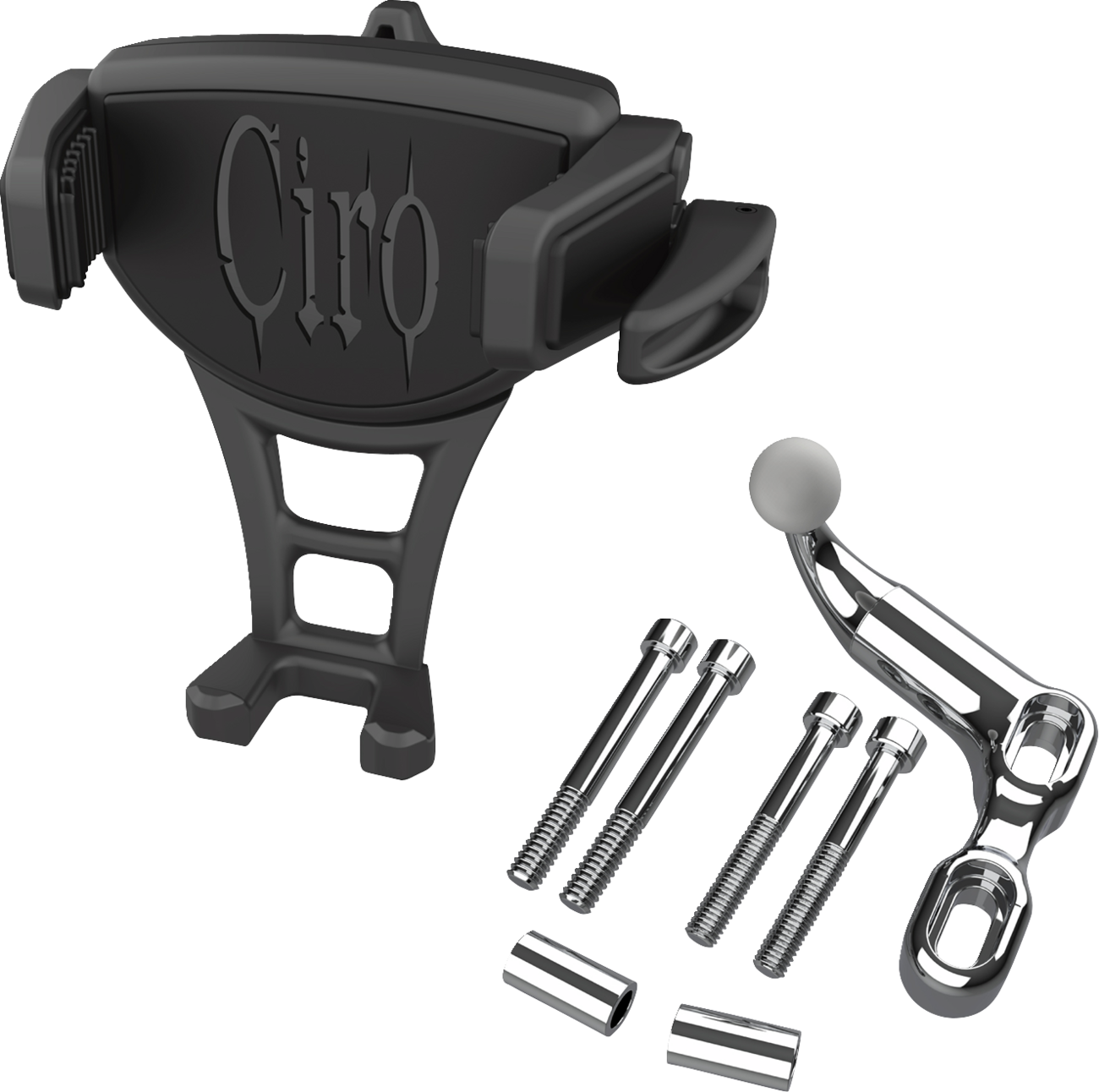 CIRO Constrictor Phone Holder - Black - Chrome Offset Perch Mount 50350