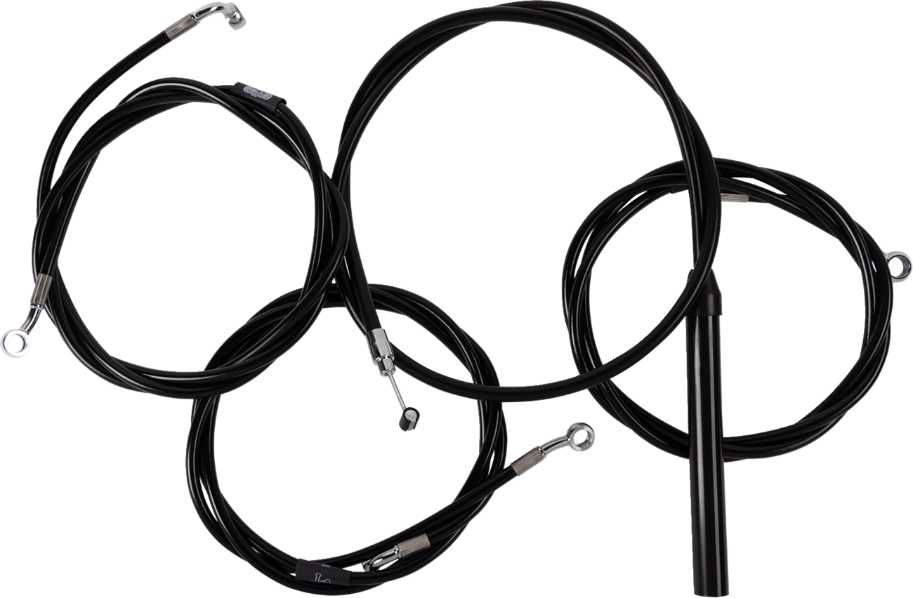 LA CHOPPERS Complete Black Vinyl Braided Handlebar Cable/Brake Line Kit - 12"-14" Handlebars - '23-'25 Touring LA-8059KT2-13B