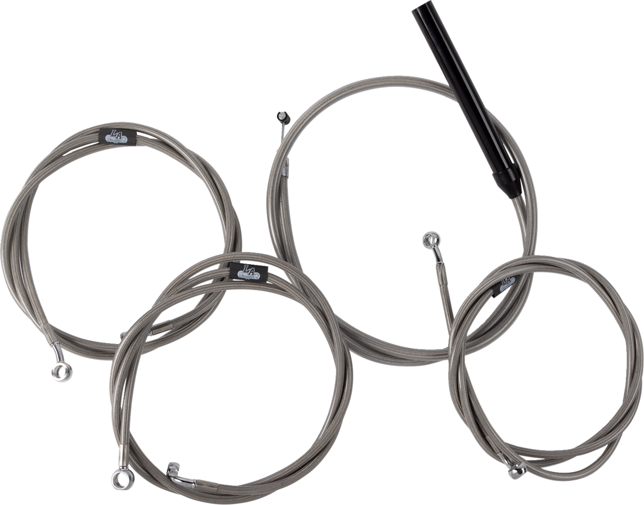 LA CHOPPERS Complete Stainless Braided Handlebar Cable/Brake Line Kit - 12"-14" Handlebars - '23-'25 Touring LA-8059KT2-13