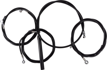 LA CHOPPERS Complete Black Vinyl Braided Handlebar Cable/Brake Line Kit - 15"-17" Handlebars - '23-'25 Touring LA-8059KT2-16B