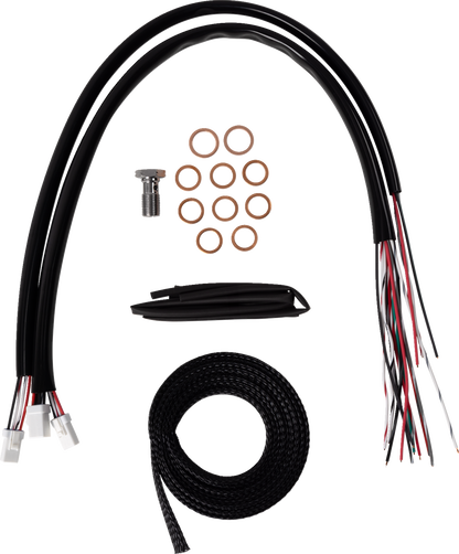 LA CHOPPERS Complete Black Vinyl Braided Handlebar Cable/Brake Line Kit - 15"-17" Handlebars - '23-'25 Touring LA-8059KT2-16B
