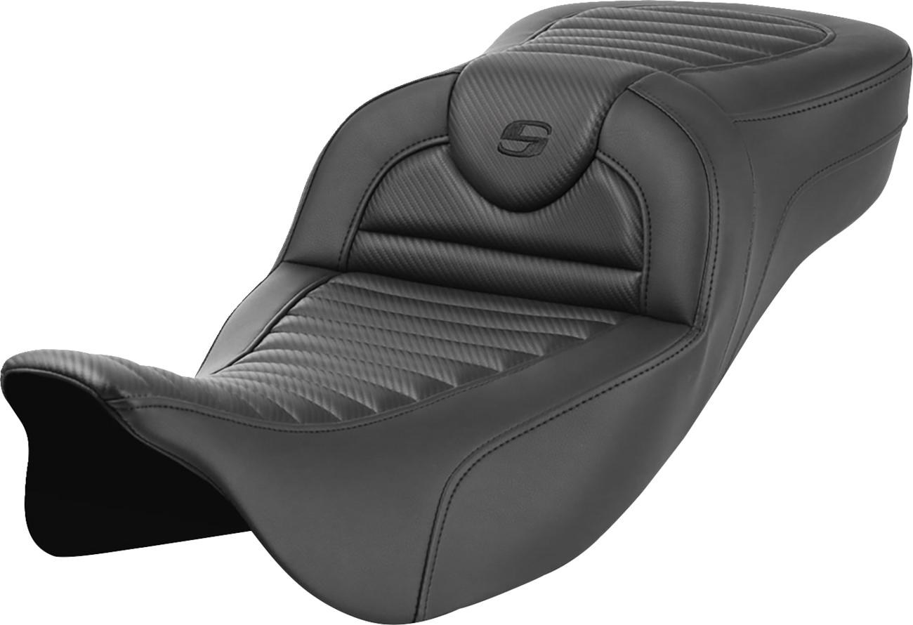 SADDLEMEN Roadsofa™ Extended Reach Seat - without Backrest - Tuck-n-Roll - Carbon Fiber - FL '08-'24 808-07B-20500