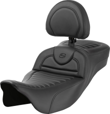 SADDLEMEN Roadsofa™ Extended Reach Seat - with Backrest - Tuck-n-Roll - FL '08-'24 808-07B-203B0