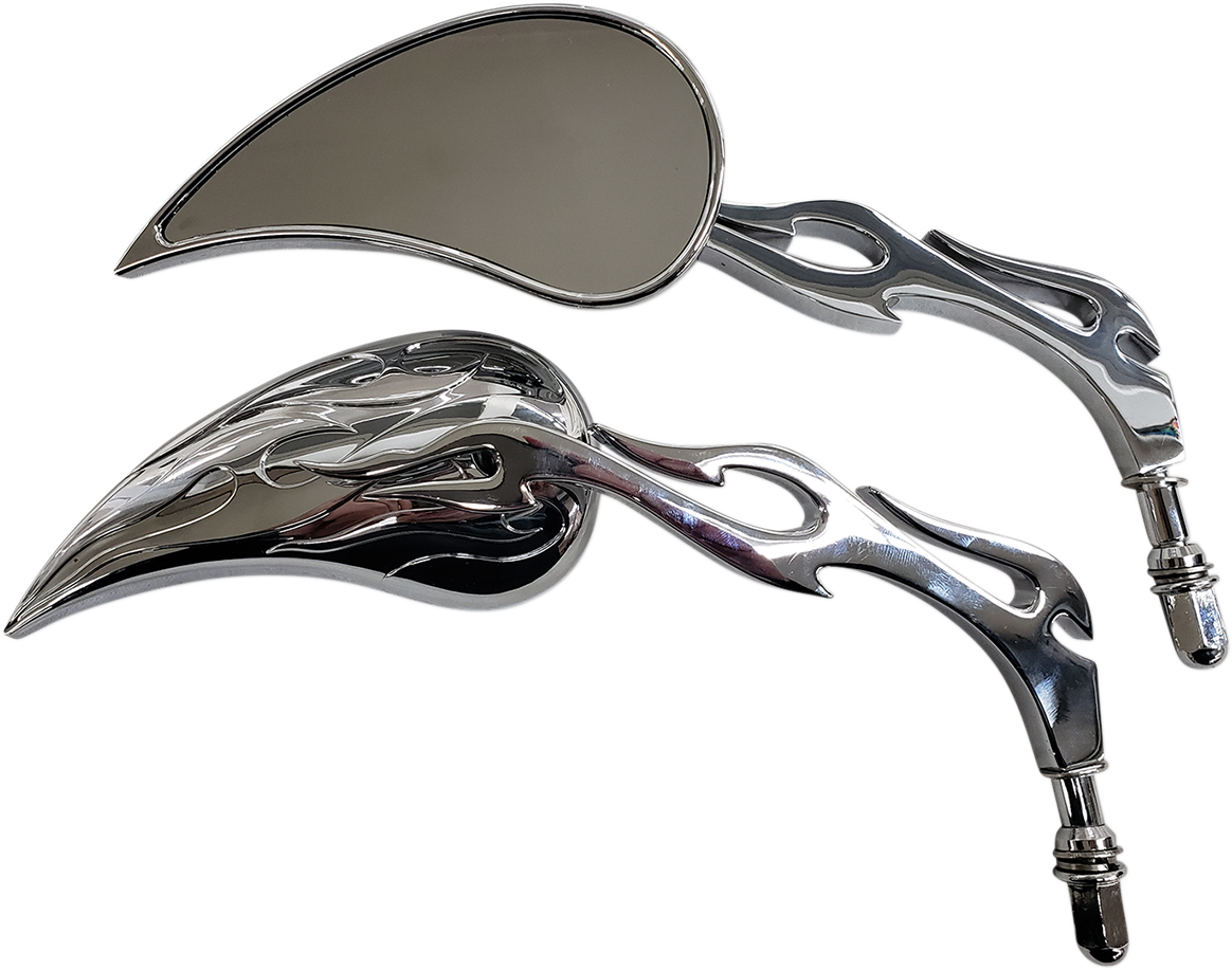 RIVCO PRODUCTS Mirrors - Flame - Side View - Teardrop - Chrome - Pair MV320