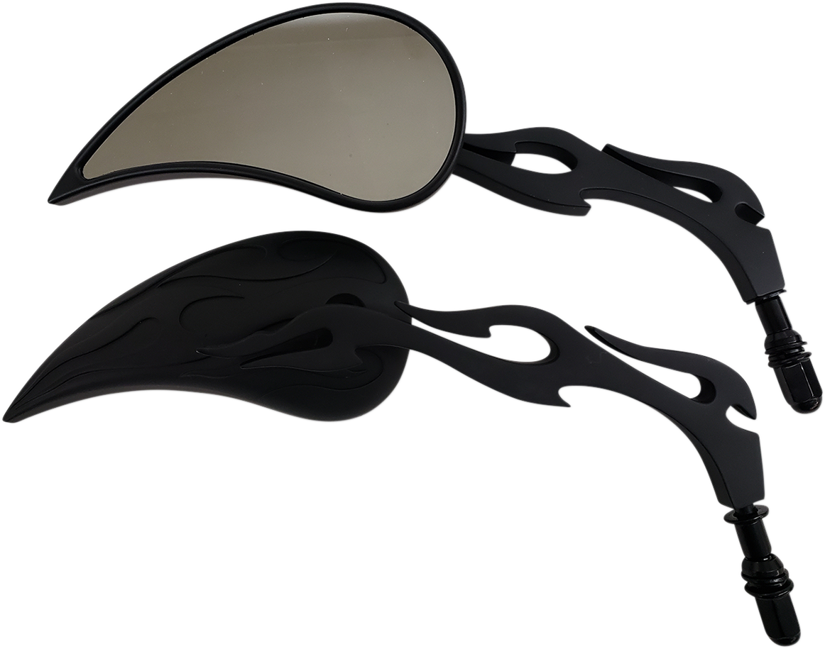 RIVCO PRODUCTS Mirrors - Flame - Side View - Teardrop - Black - Pair MV325
