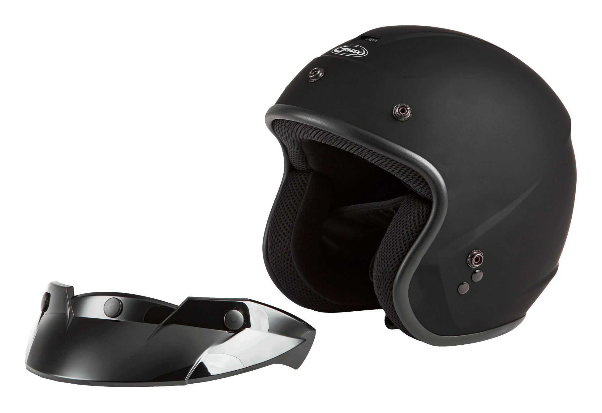 Of 2 Open Face Helmet Matte Black Md
