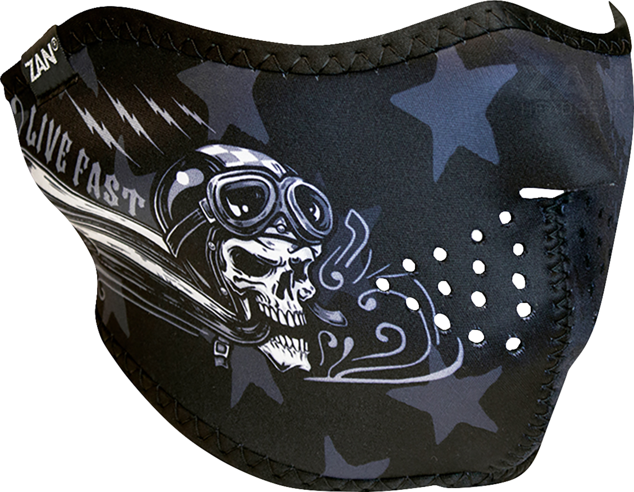 ZAN HEADGEAR Neoprene Half Mask - Skull Live WNFM709H