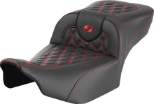 SADDLEMEN Roadsofa™ Extended Reach Seat - without Backrest - Lattice Stitch - Red Stitch - FLTR/FLHX '23-'24 823-07-18404