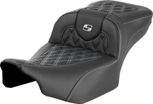 SADDLEMEN Roadsofa™ Extended Reach Seat - without Backrest - Lattice - Silver Stitch - FLTR/FLHX '23-'24 823-07-18405